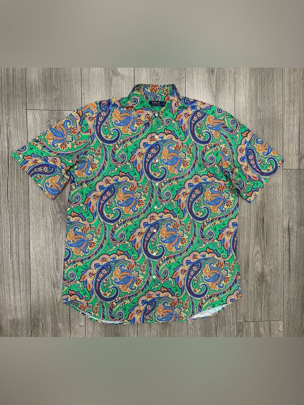 Ralph Lauren Polo Shirt Men Size XLT Multicolor Button Up Paisley Oxford